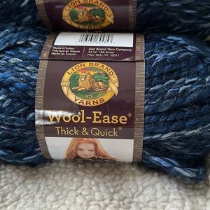 Lion brand yarn. WOOL-EASE. THICK AND QUICK.      Color RIVER RUN  87 yards each